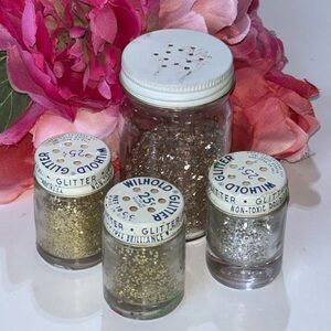 Wilhold Glitter Double Plated Glitter Glass Bottles Vintage 1950s GLITTER